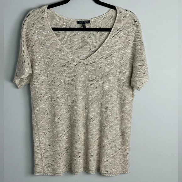 Eileen Fisher V neck short sleeve linen blend sweater Size Small - Picture 1 of 7
